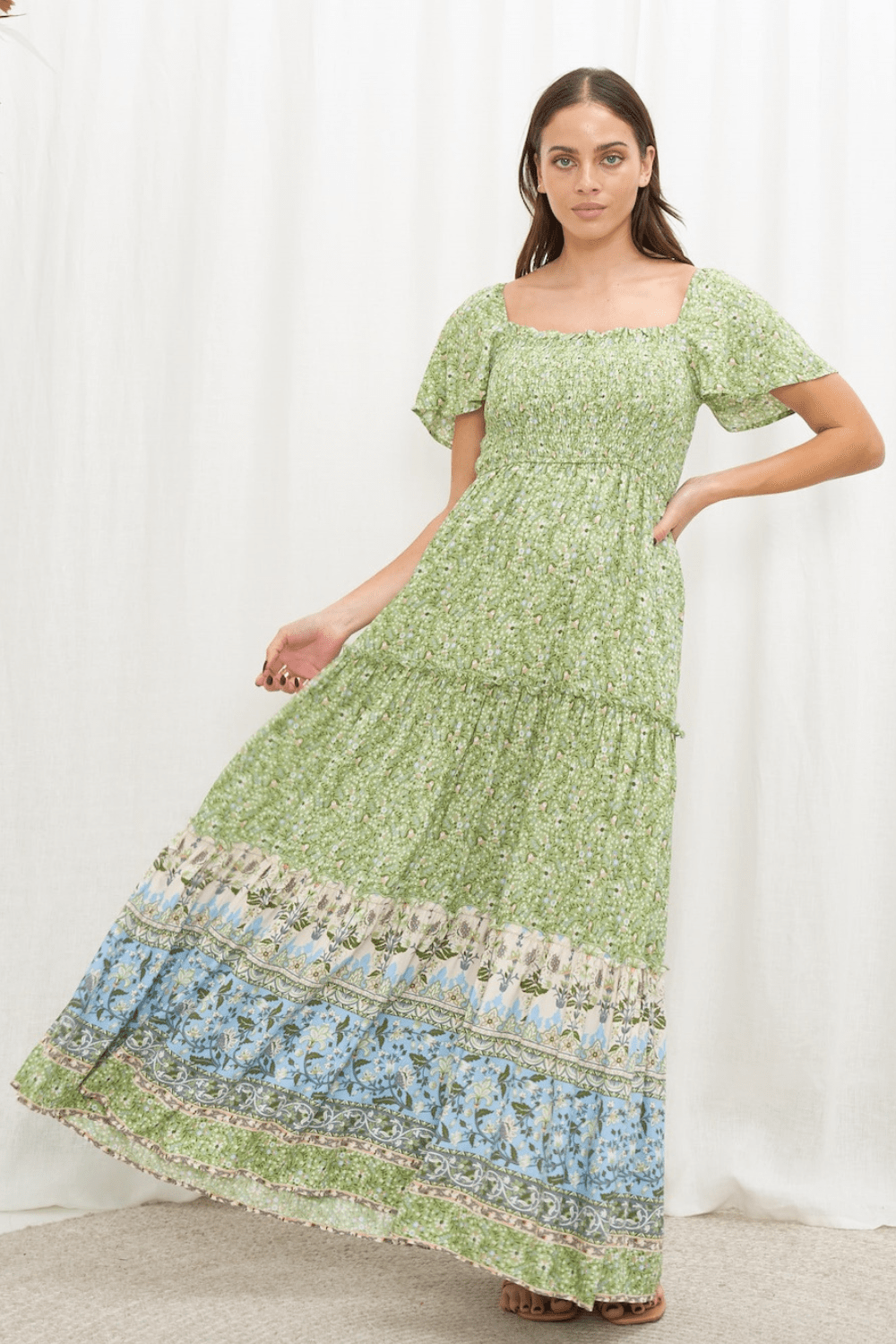 Josie Maxi Dress - Green Floral