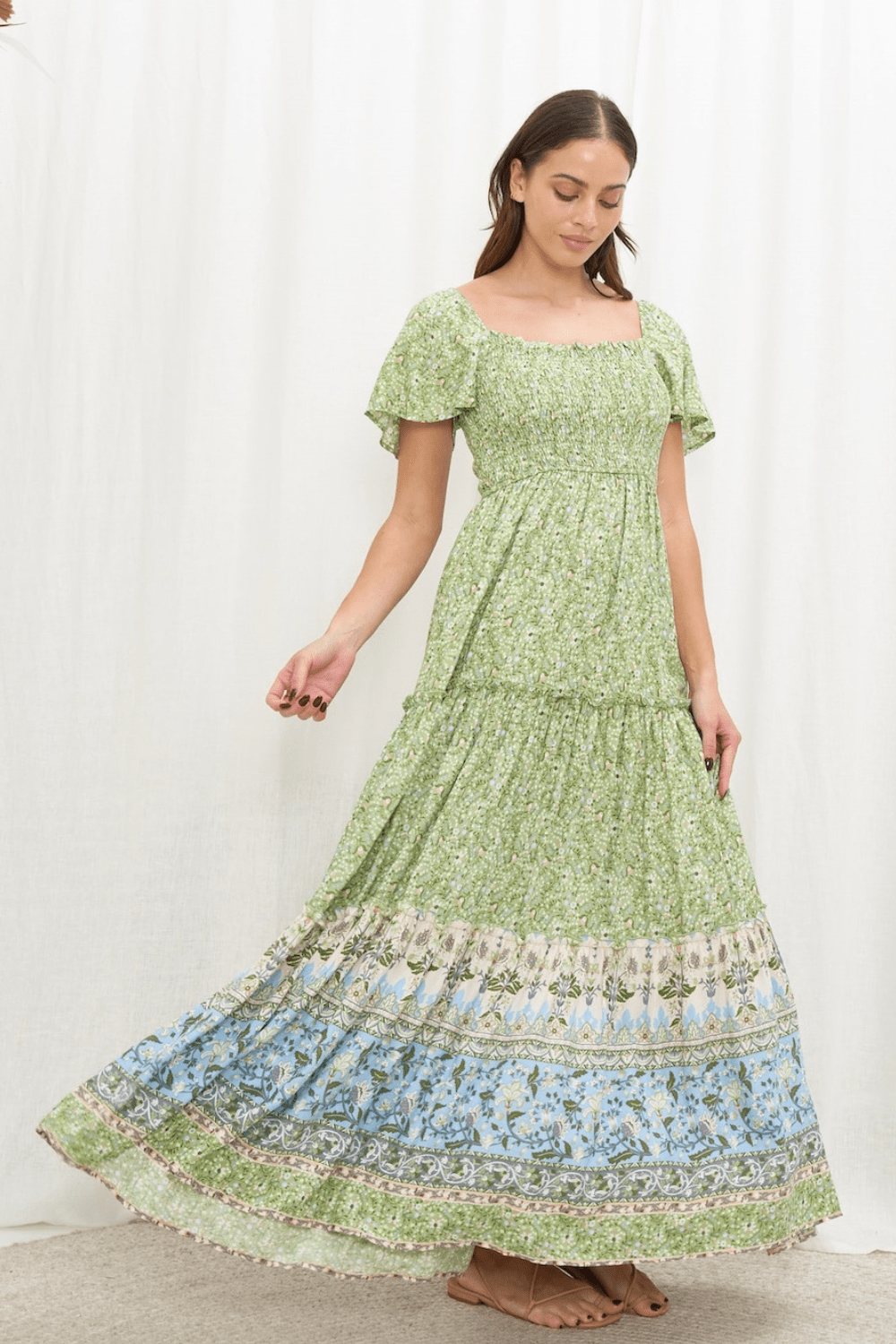 Josie Maxi Dress - Green Floral