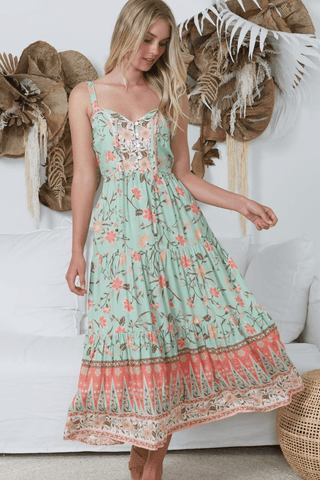 Angelica Maxi Dress - Green Floral
