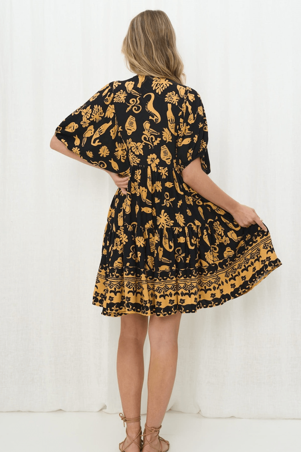 Serenna Mini Dress - Black Gold