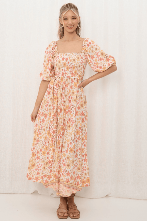 Sakura Maxi Dress - Peach Floral