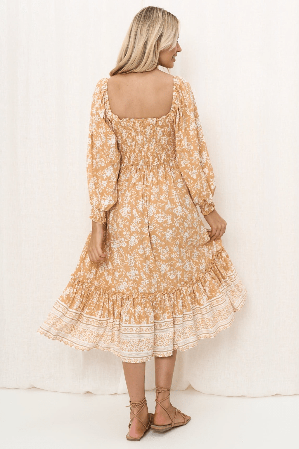 Elora Midi Dress - Golden Floral
