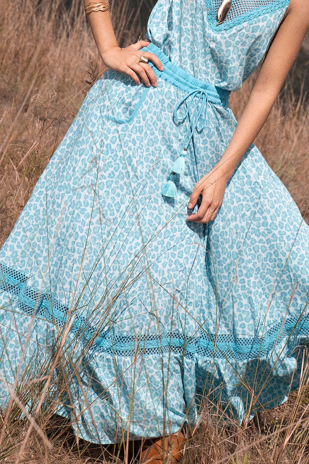 Lily Maxi Skirt - Turquoise - Preorder