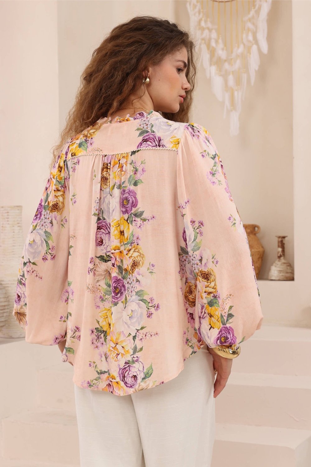 Lia Amara Floral Blouse - Blush Floral
