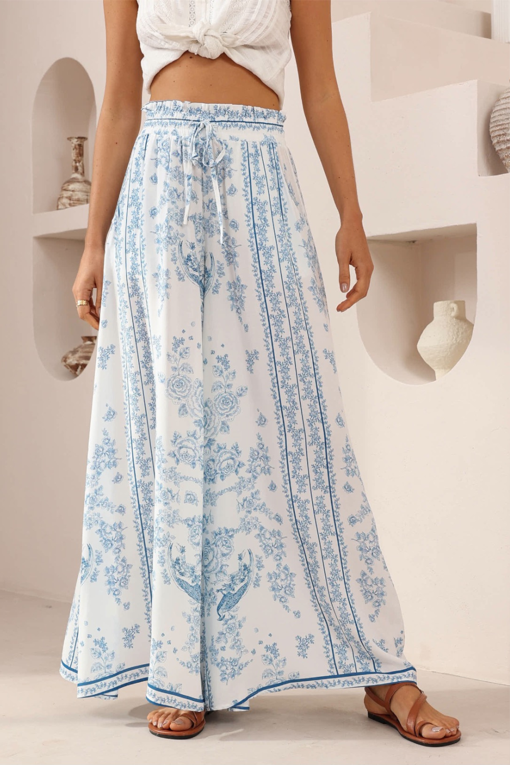 Navaeh Wide Leg Pants - Blue