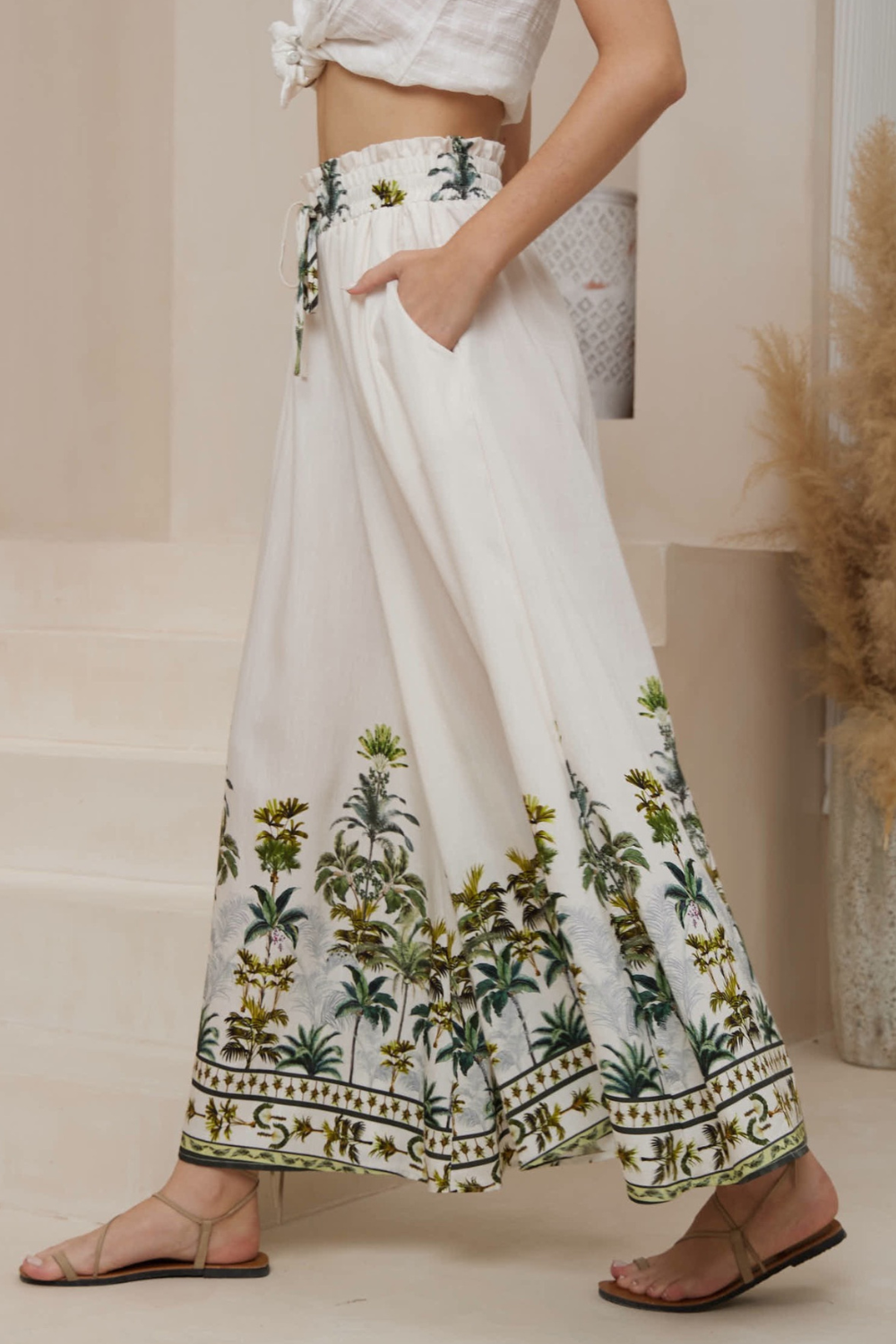 Nessa Wide Leg Pants - Jungle