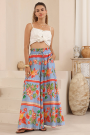 Nyra Wide Leg Pants - Blue Floral