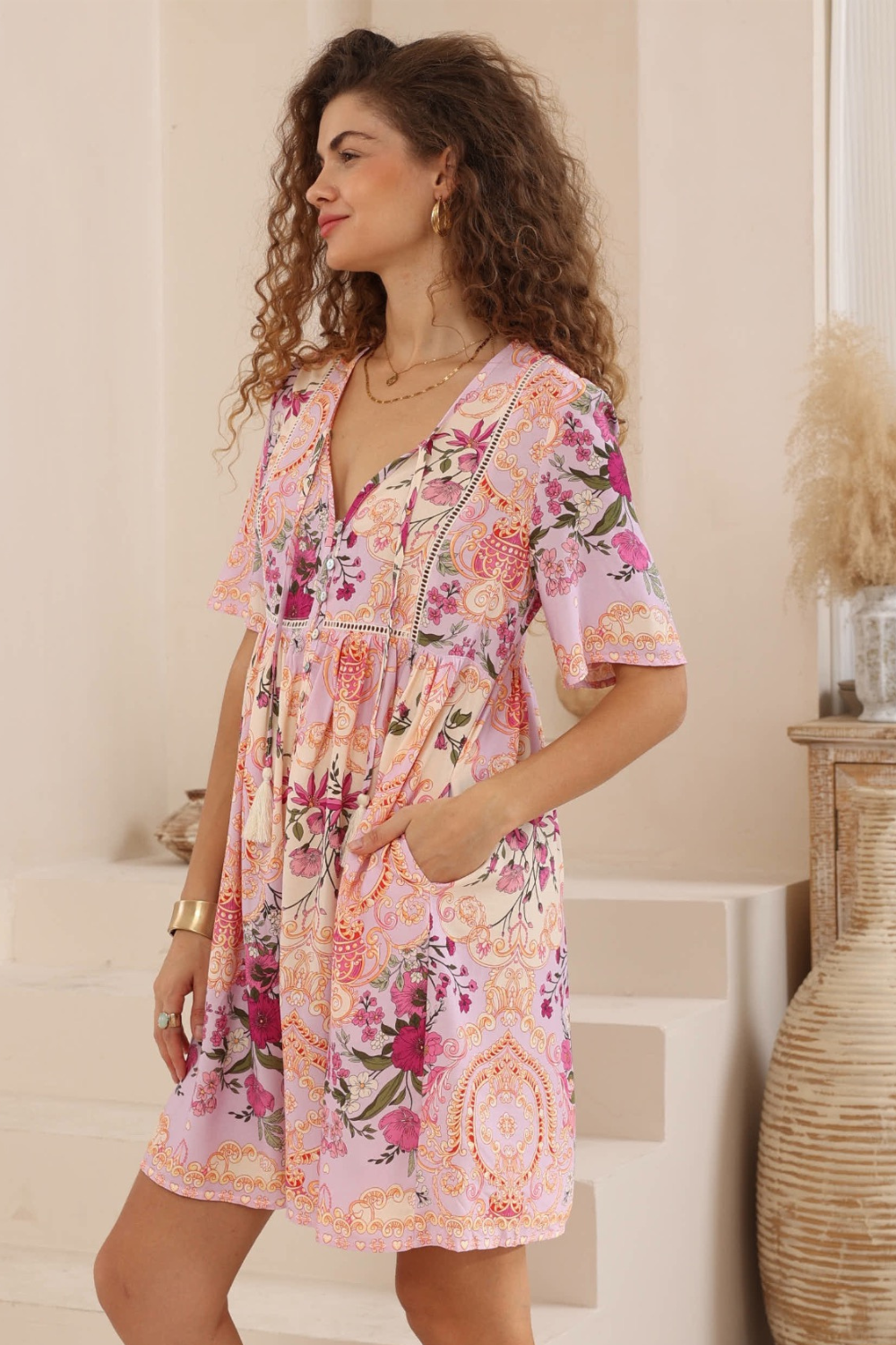 Rosalie Baby Doll Mini Dress - Bouquet