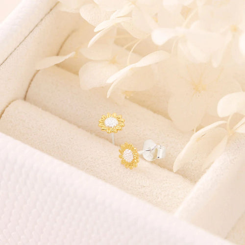 Delicate Sunflower Two Tone Studs