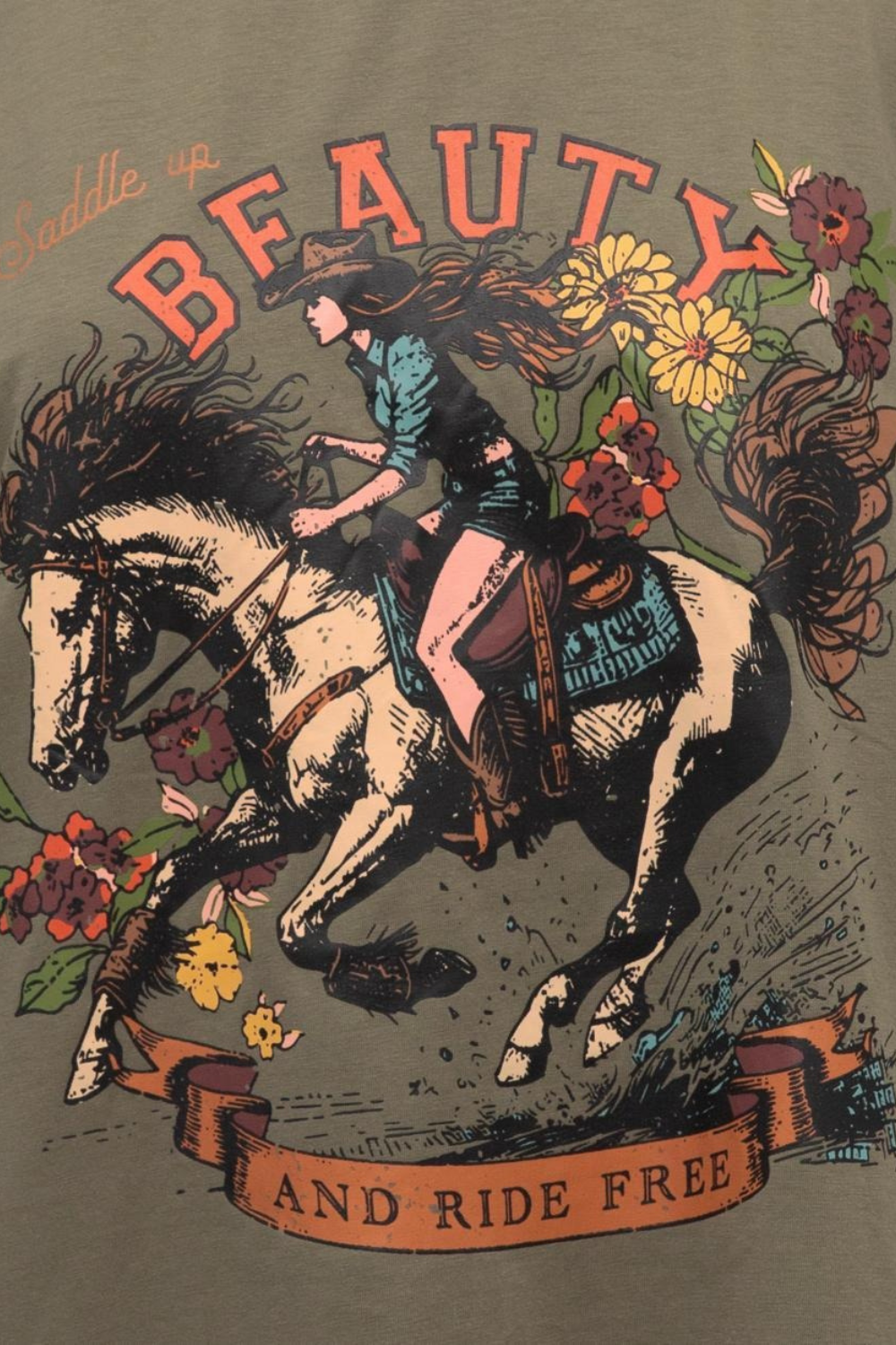 Saddle Up Beauty Tee - Sage