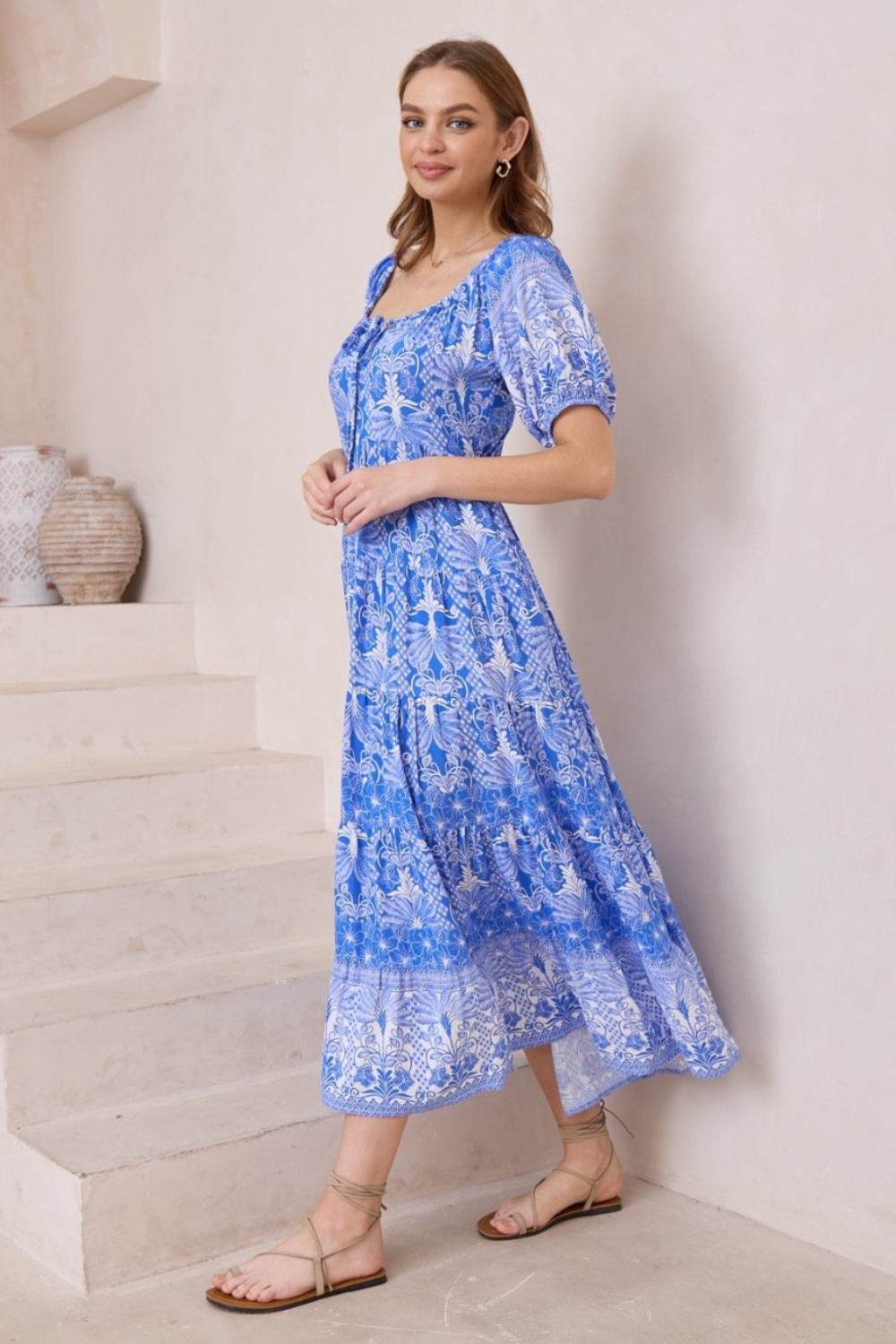 Santorini Midi Dress - Blue Skies