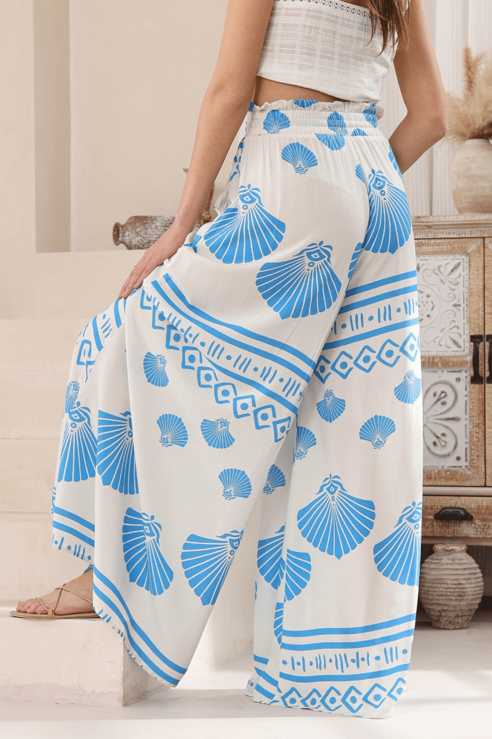 Sea Shell Wide Leg Pants - Blue