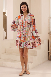 Senorita Patchwork Print Shirt Dress