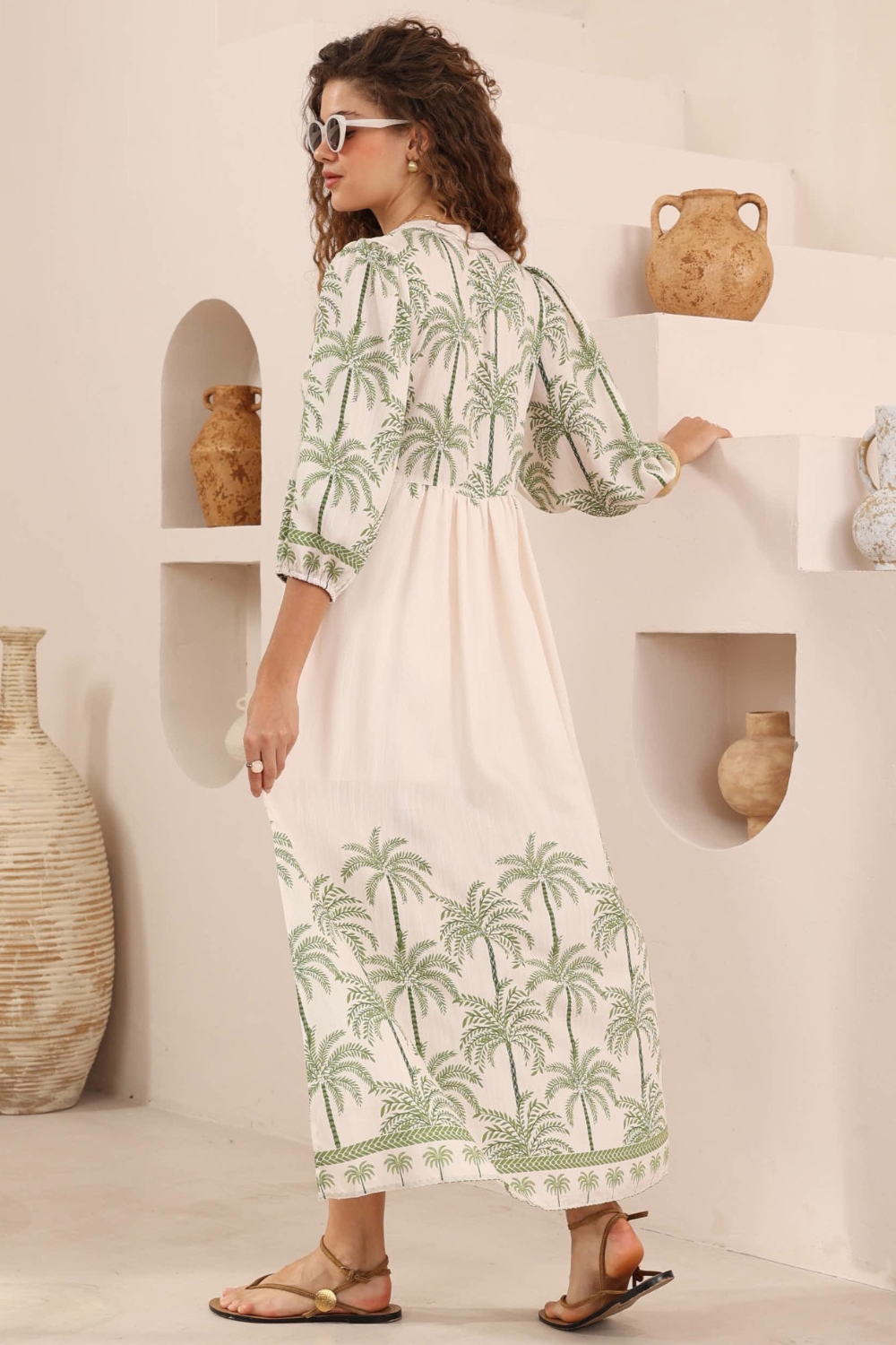Serene Boho Midi Dress - Oasis Palm