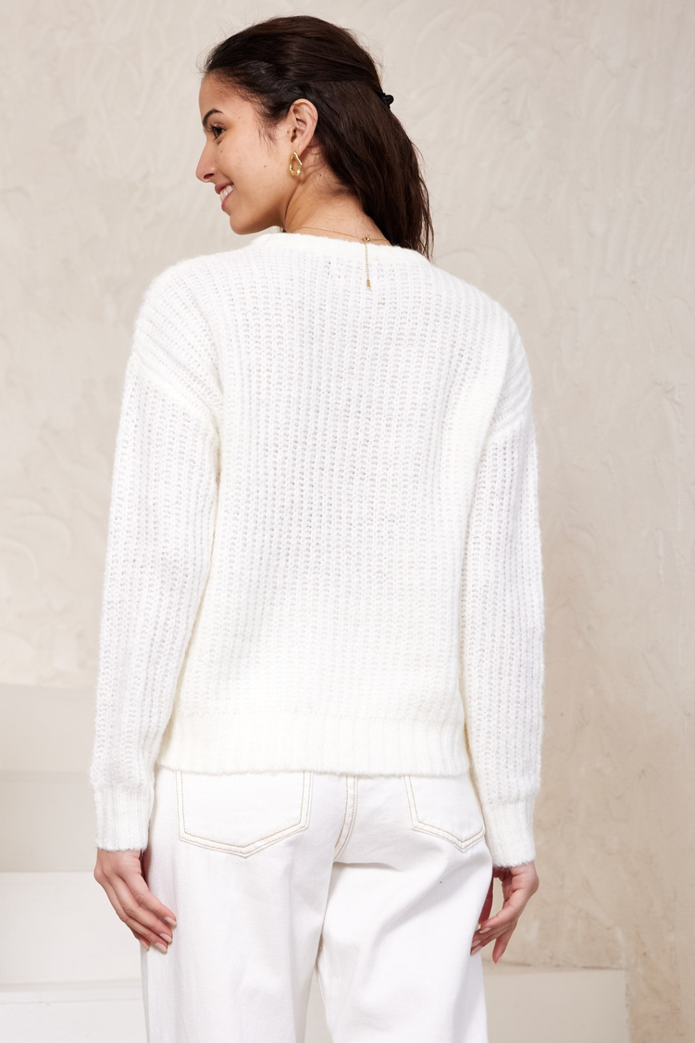 Snowflake Knit Sweater - White