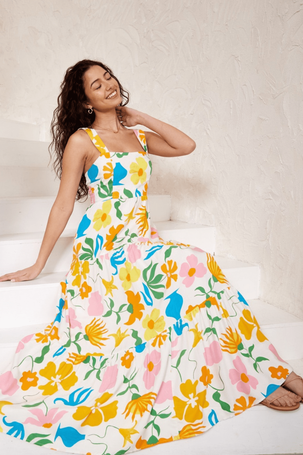 Sophia Tiered Maxi Dress - Sunshine Floral