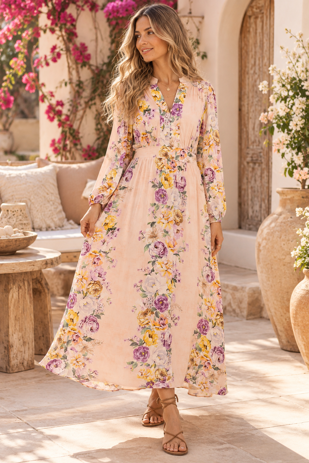 Lia Florence Maxi Dress – Blush Floral