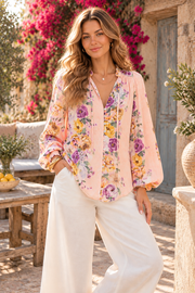 Lia Amara Floral Blouse - Blush Floral