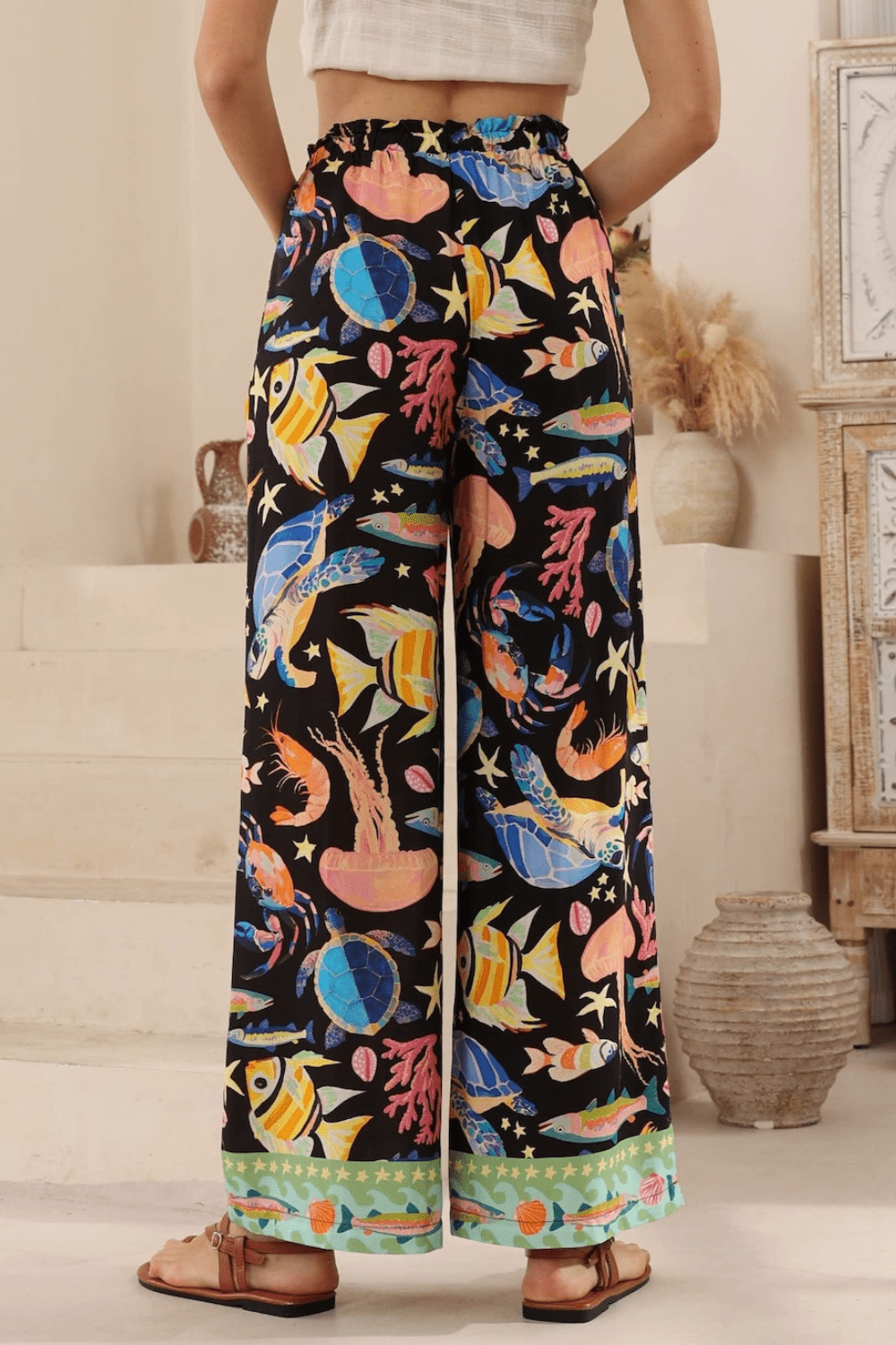 Toya Drawstring Pants - Ocean Life