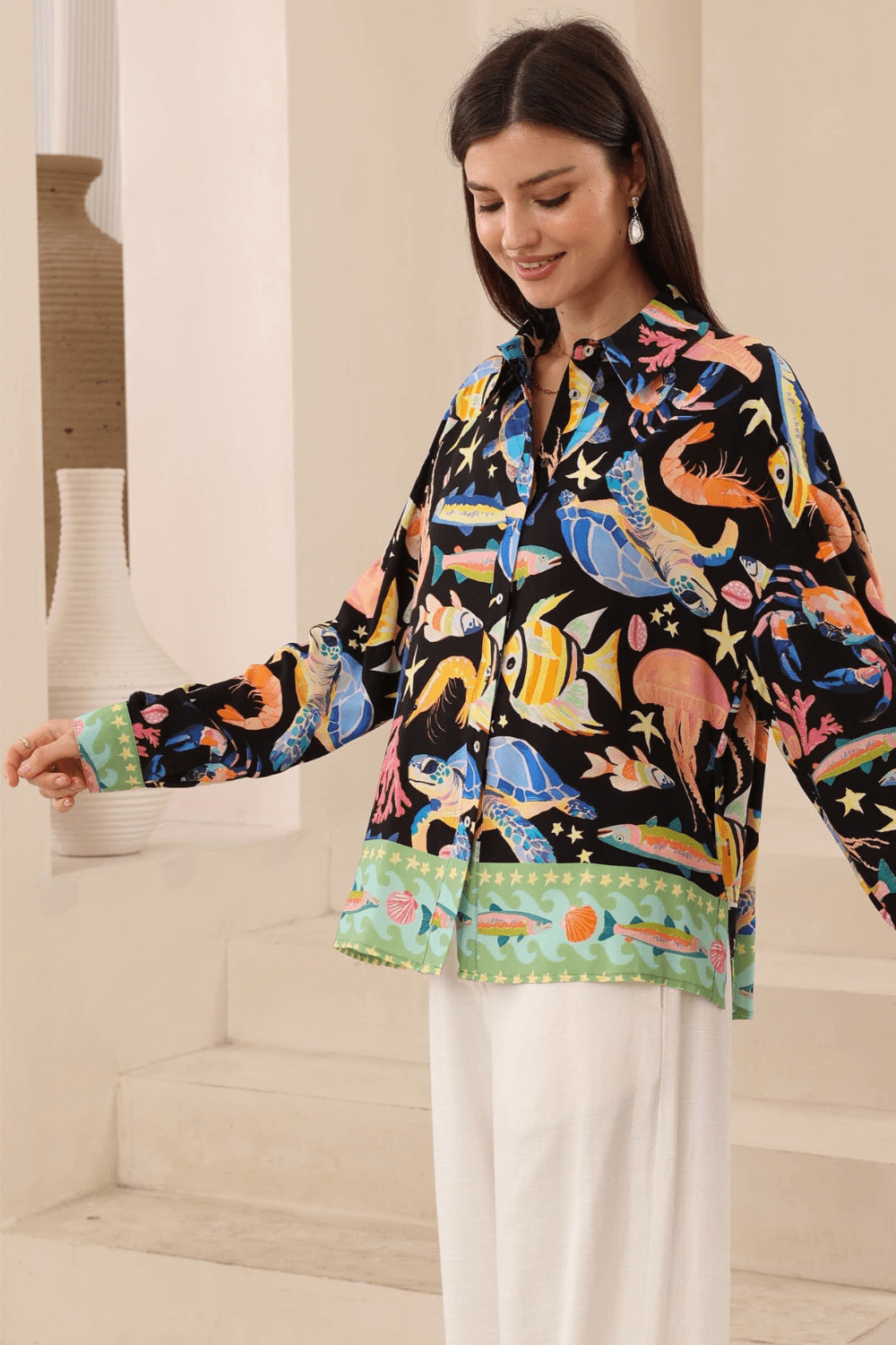 Toya Long Sleeve Shirt - Ocean Life