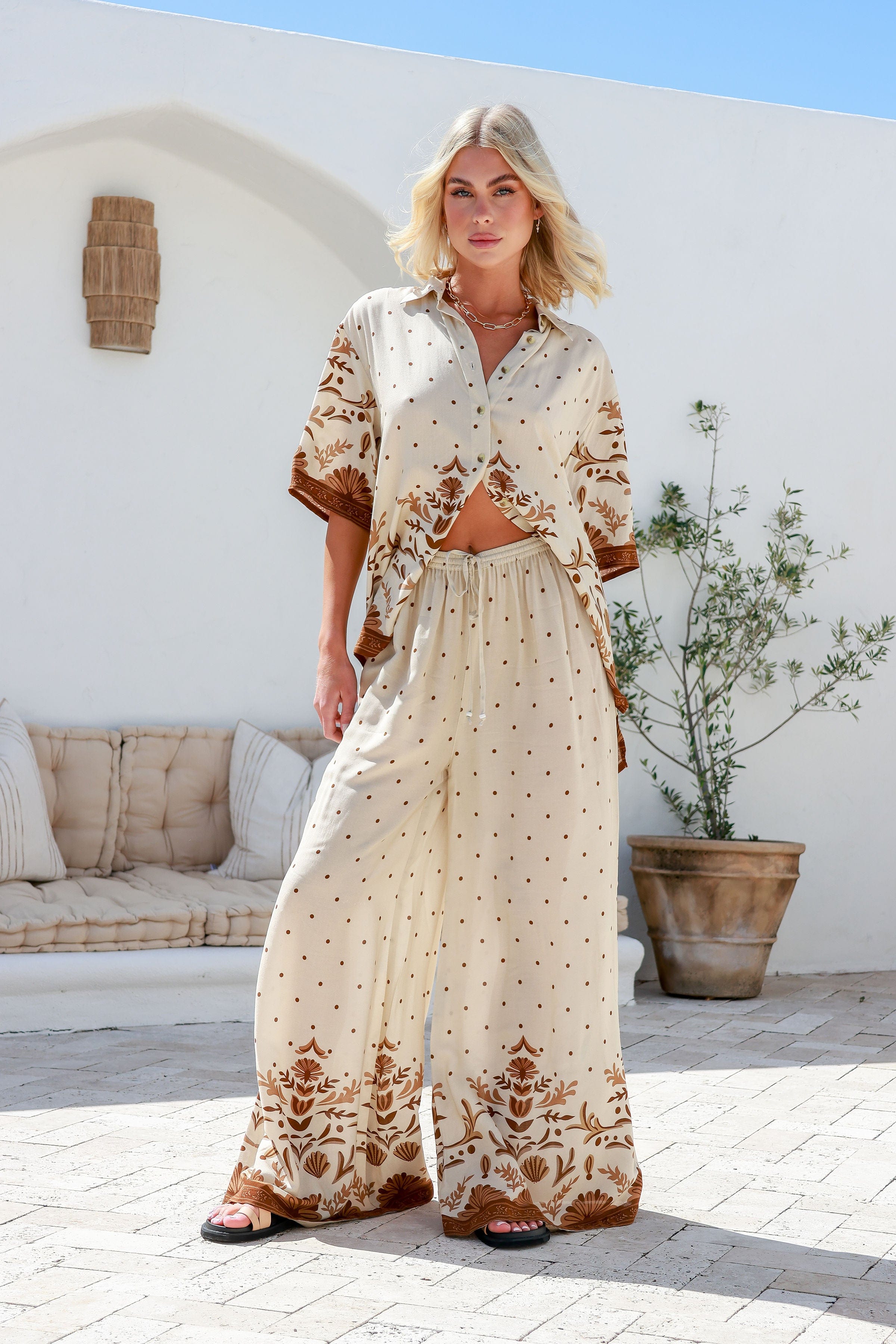 Barcelona Button Shirt - Latte