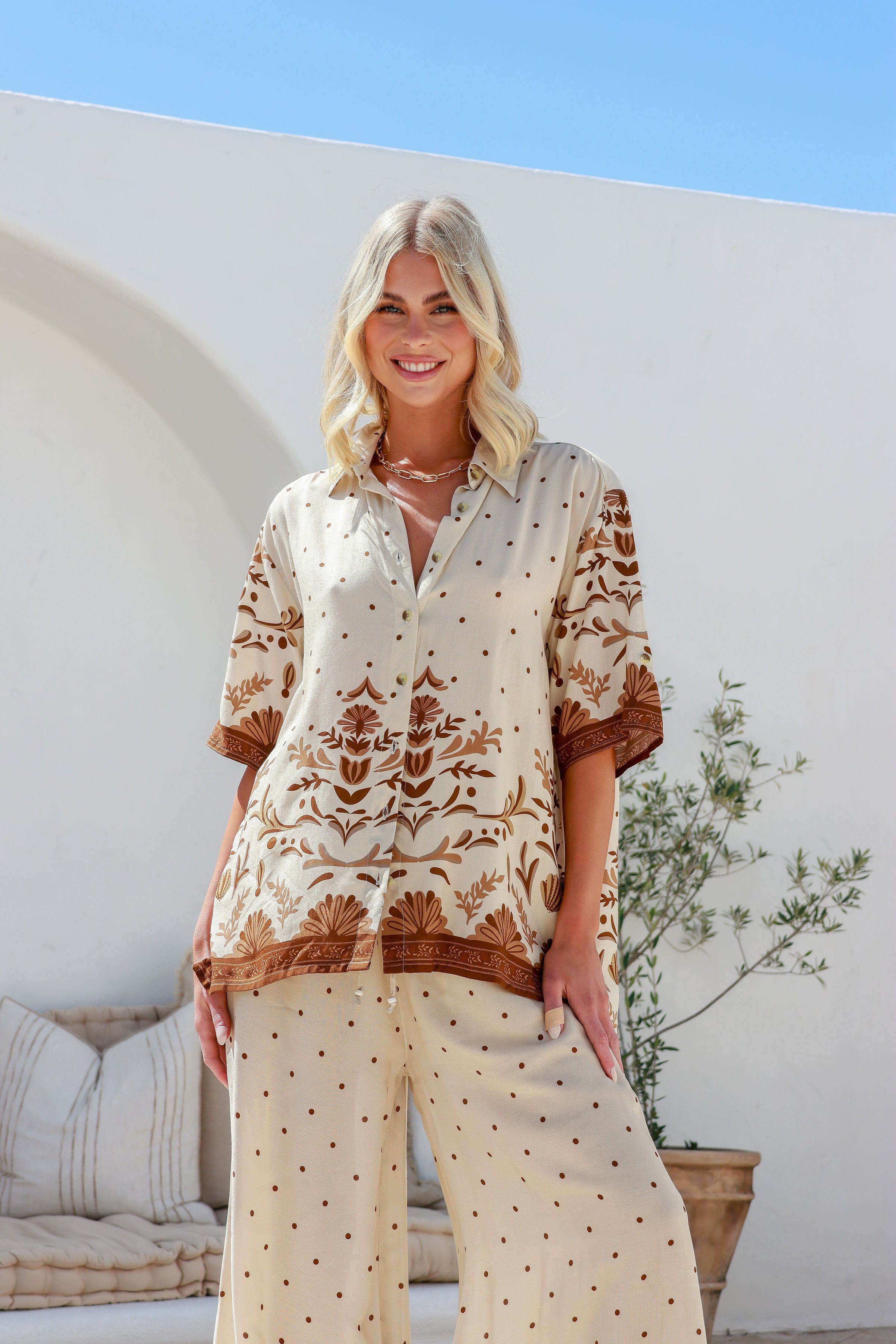 Barcelona Button Shirt - Latte