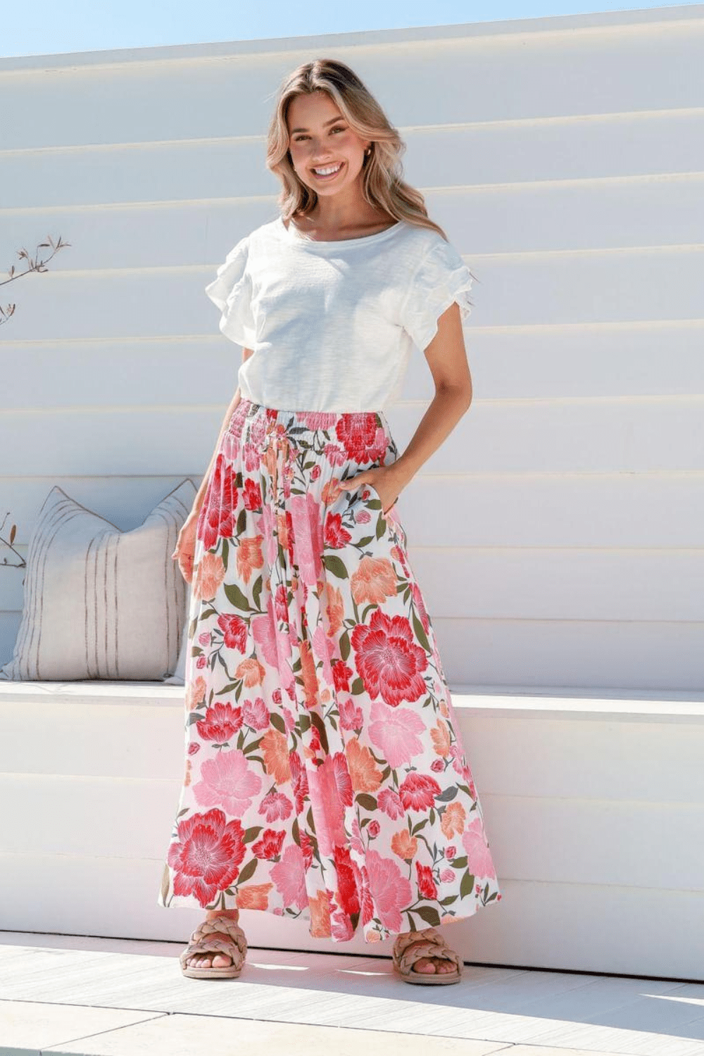 Yasmin Maxi Skirt - White Floral