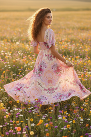 Back view in wildflowers