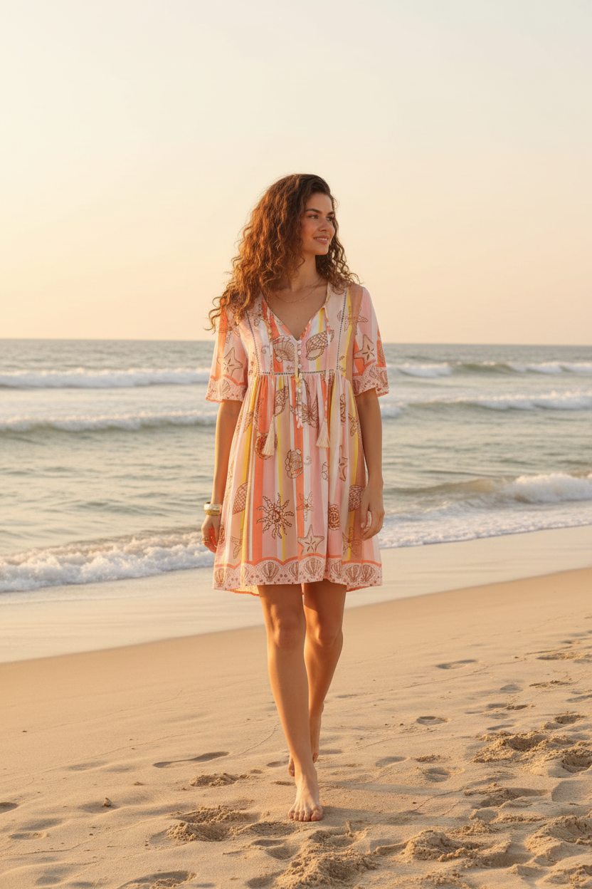 Beach lifestyle shot of baby doll dress