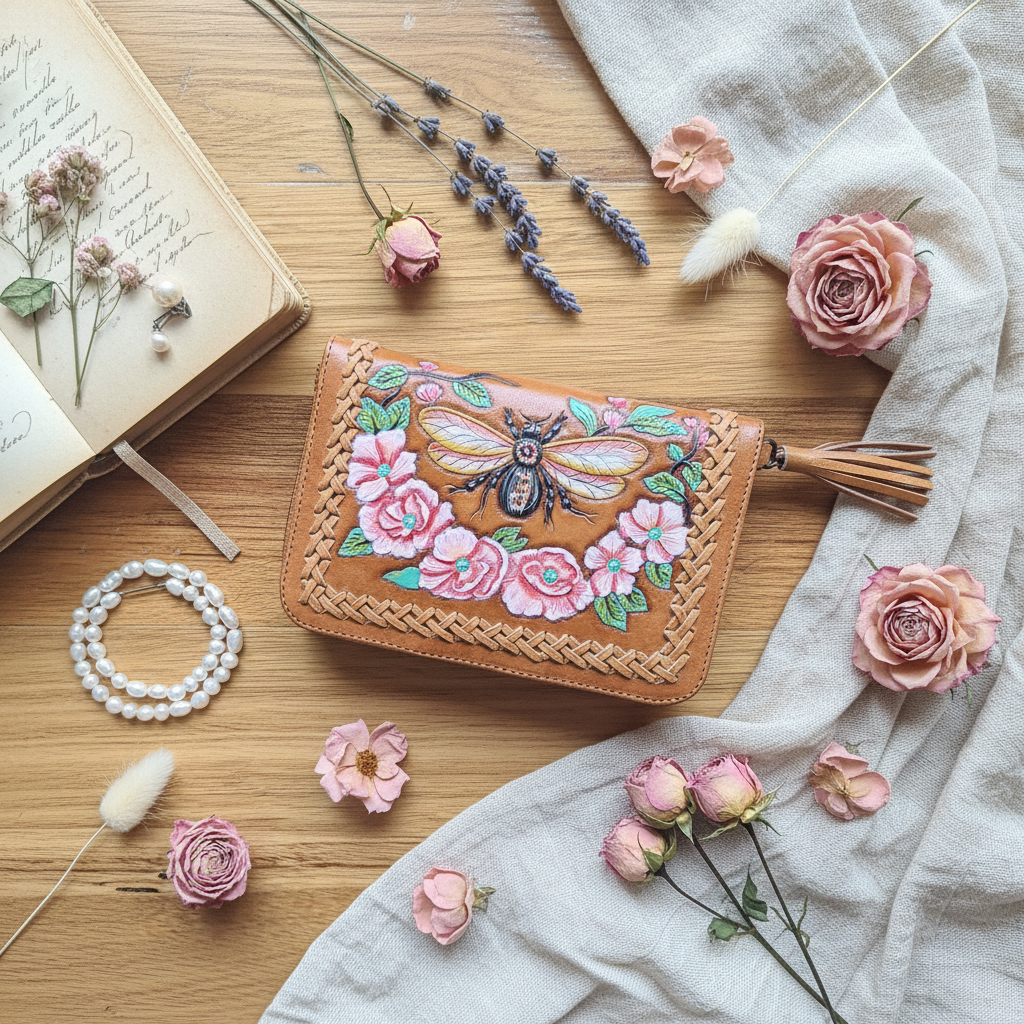 Bumble Bee Wallet - Flat Lay Lifestyle