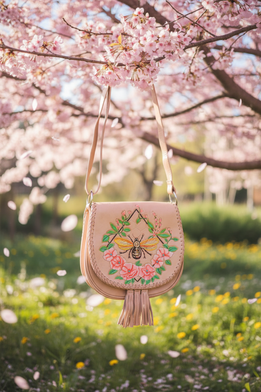 Cream Bumblebee Bag - Cherry Blossom
