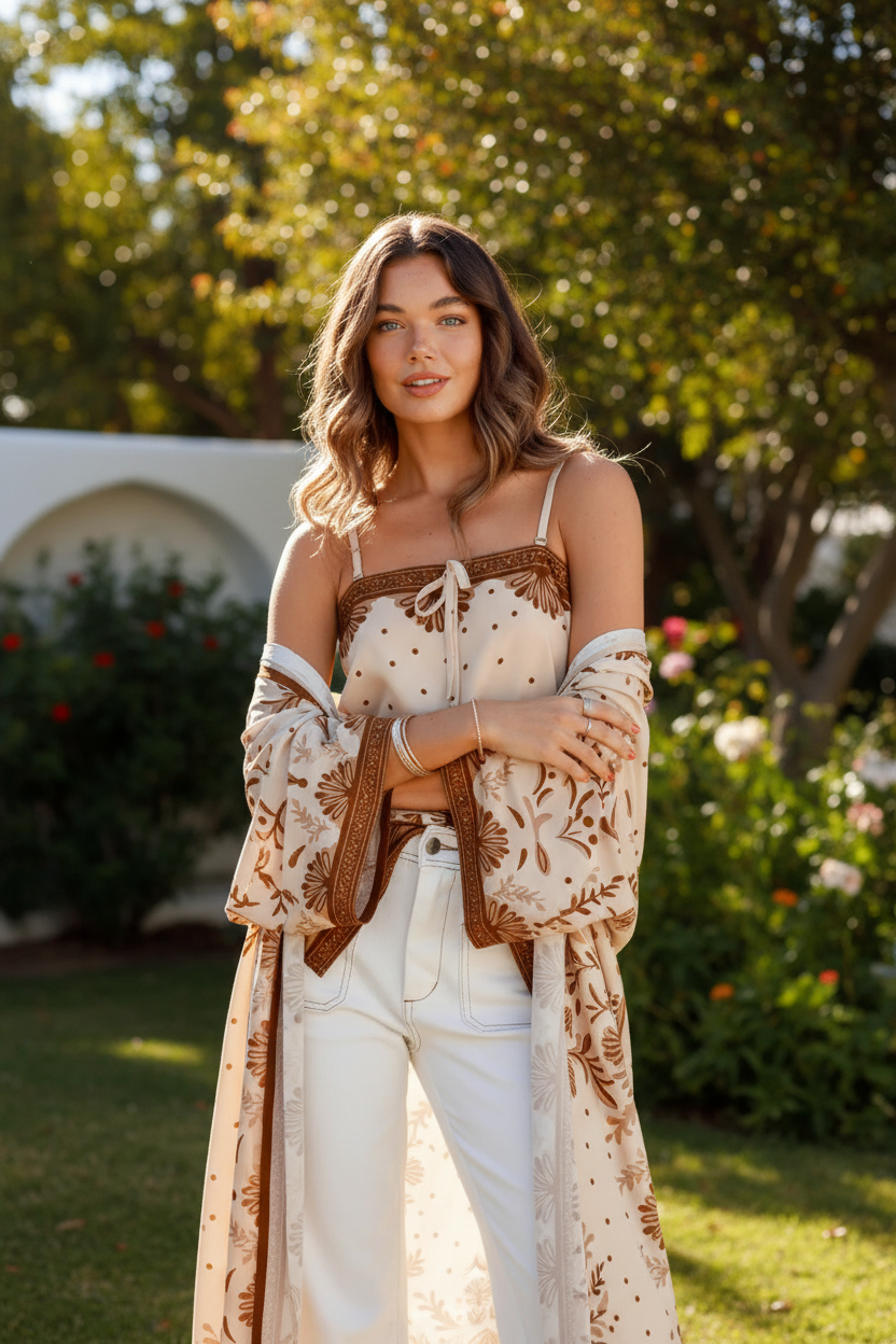 Embroidered singlet garden setting