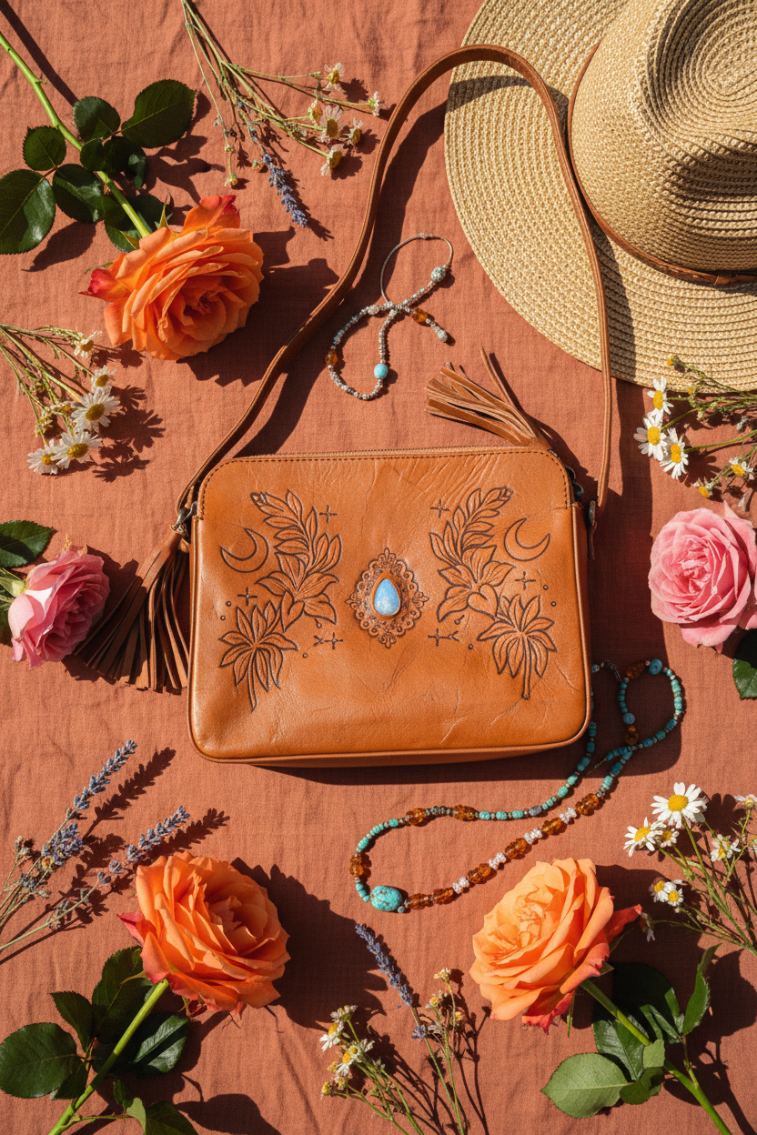 Enchanted Shoulder Bag - Terracotta Flat Lay