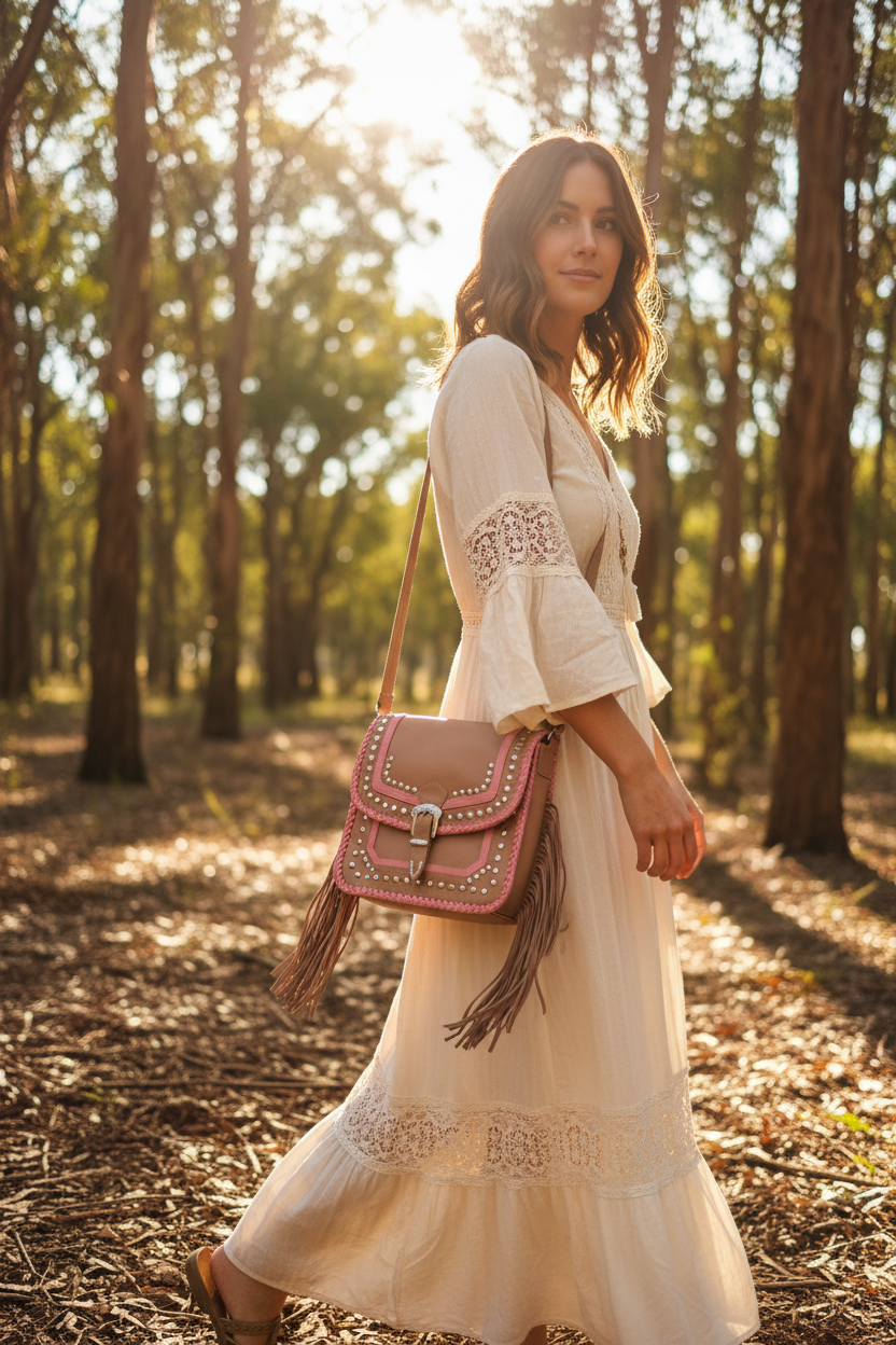 Rosa Fringe Bohemian Leather Crossbody Bag