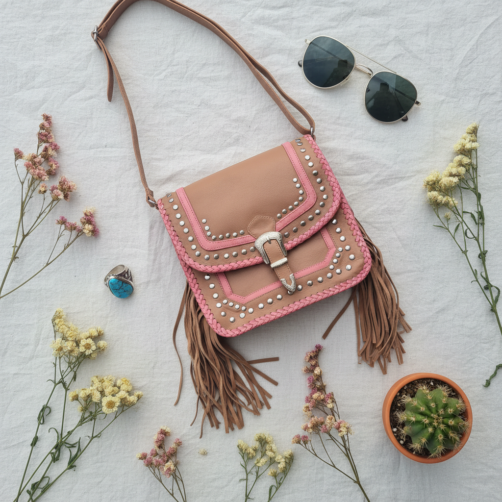 Rosa Fringe Bohemian Leather Crossbody Bag