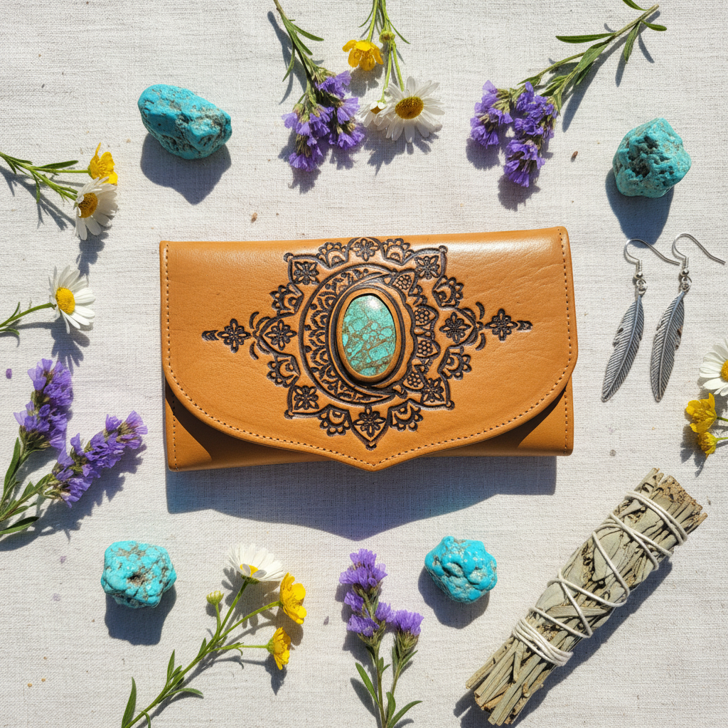 Mandala Moon Wallet - Crystal Flat Lay