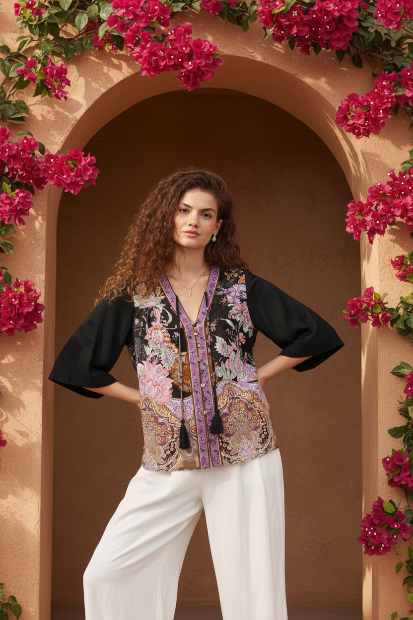 Midnight Bloom Blouse - Archway