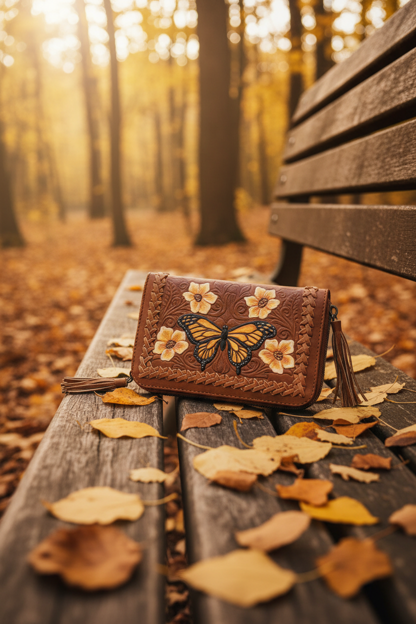 Monarch Butterfly Wallet - Autumn Forest