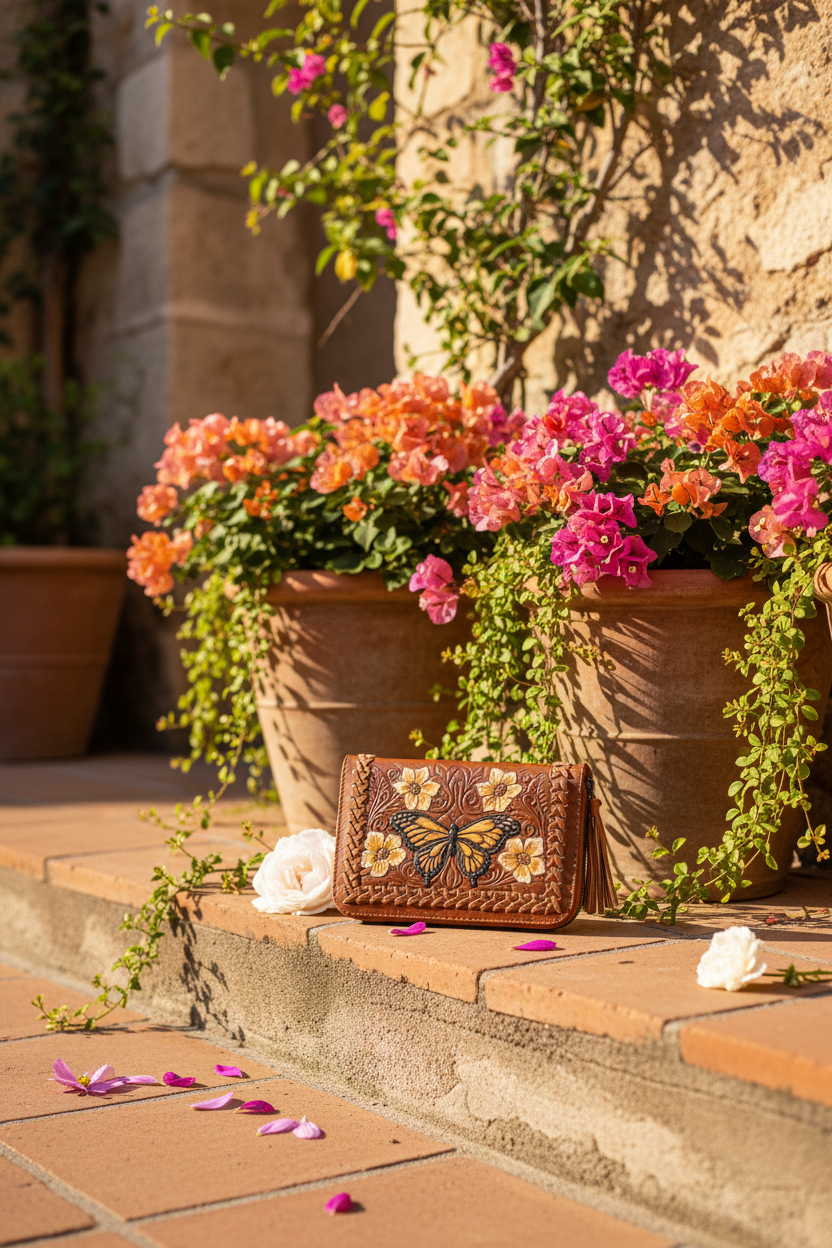 Monarch Butterfly Wallet - Mediterranean Courtyard