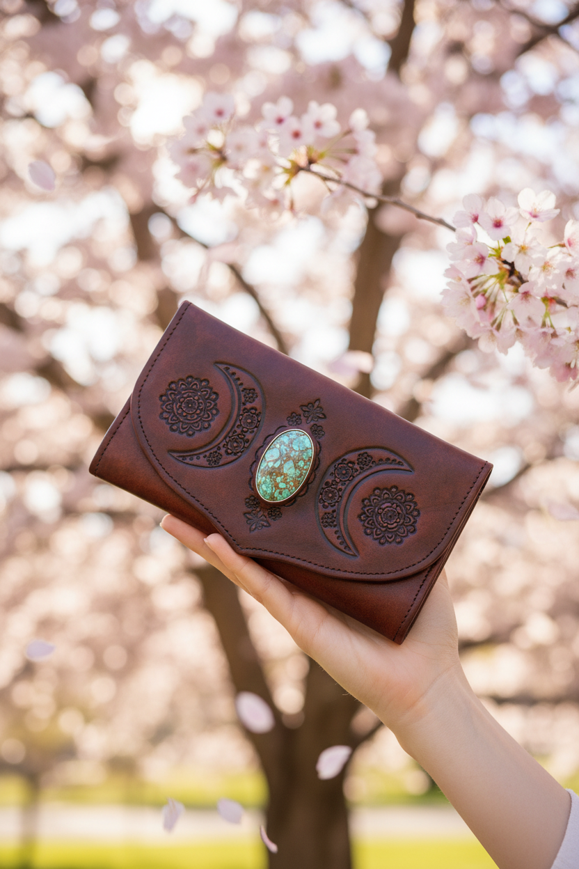 Night Sky Moon Wallet - Cherry Blossom