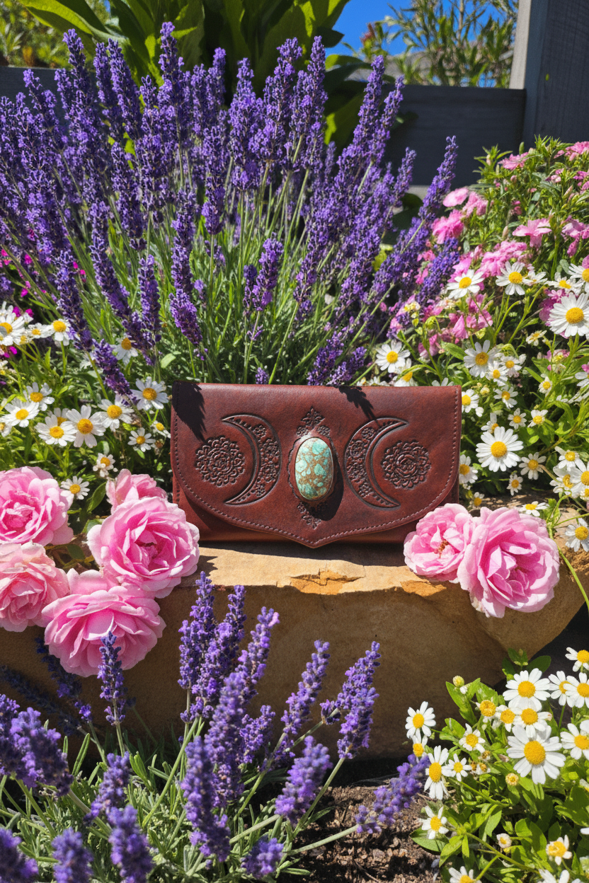 Night Sky Moon Wallet - Lavender & Roses