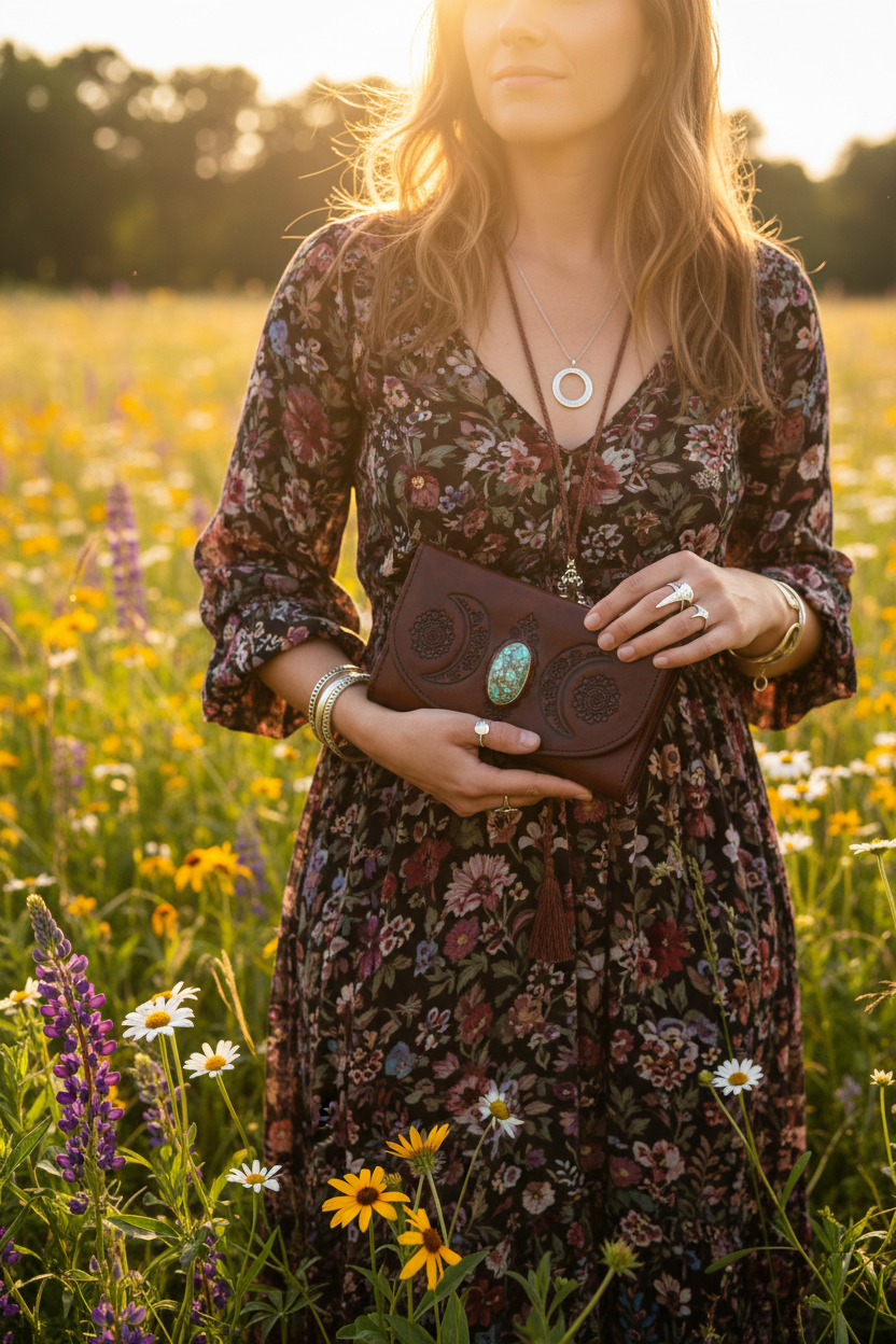 Night Sky Moon Wallet - Wildflower Sunset