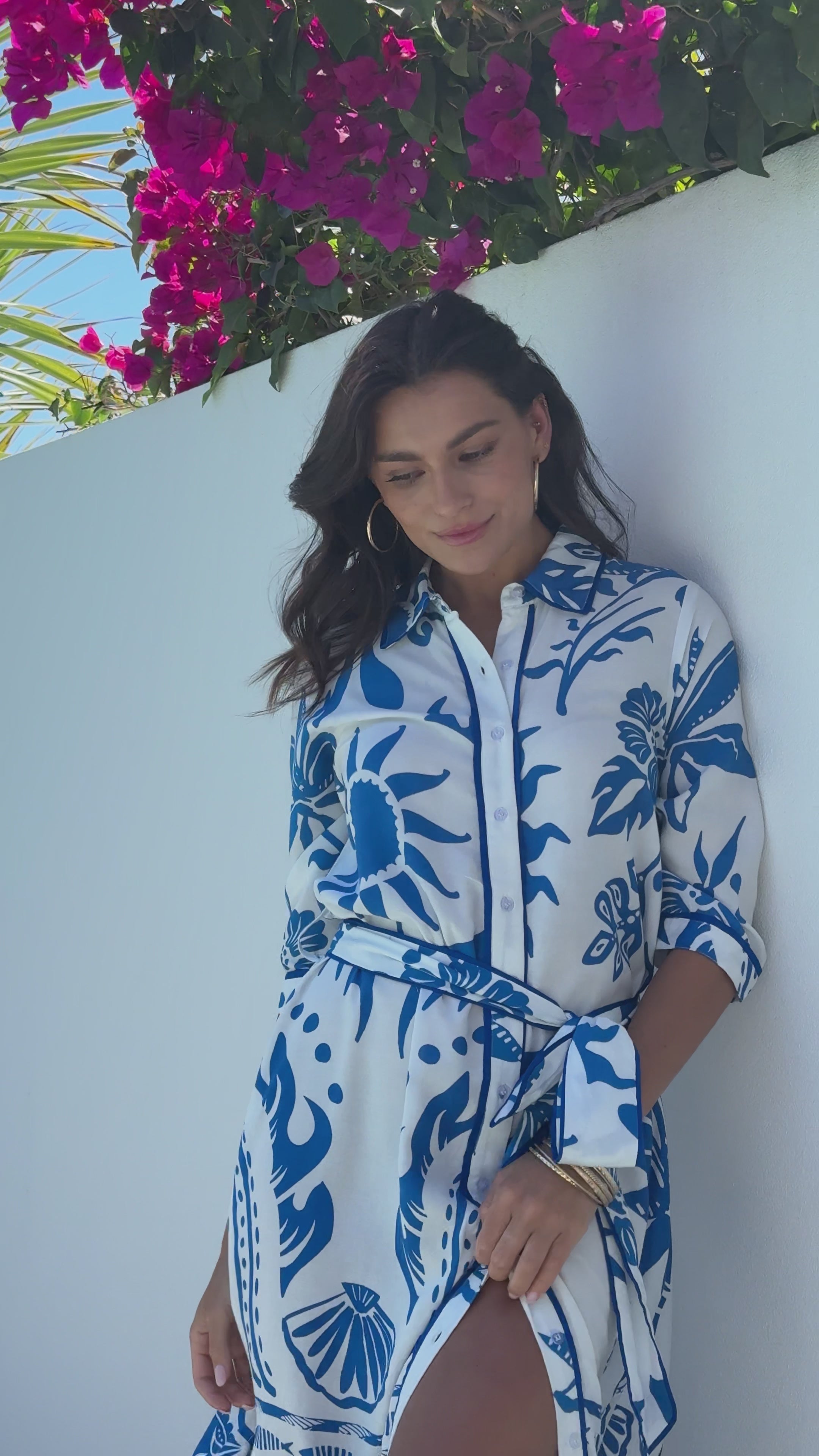 Load video: Hamilton Shirt Midi Dress - Blue