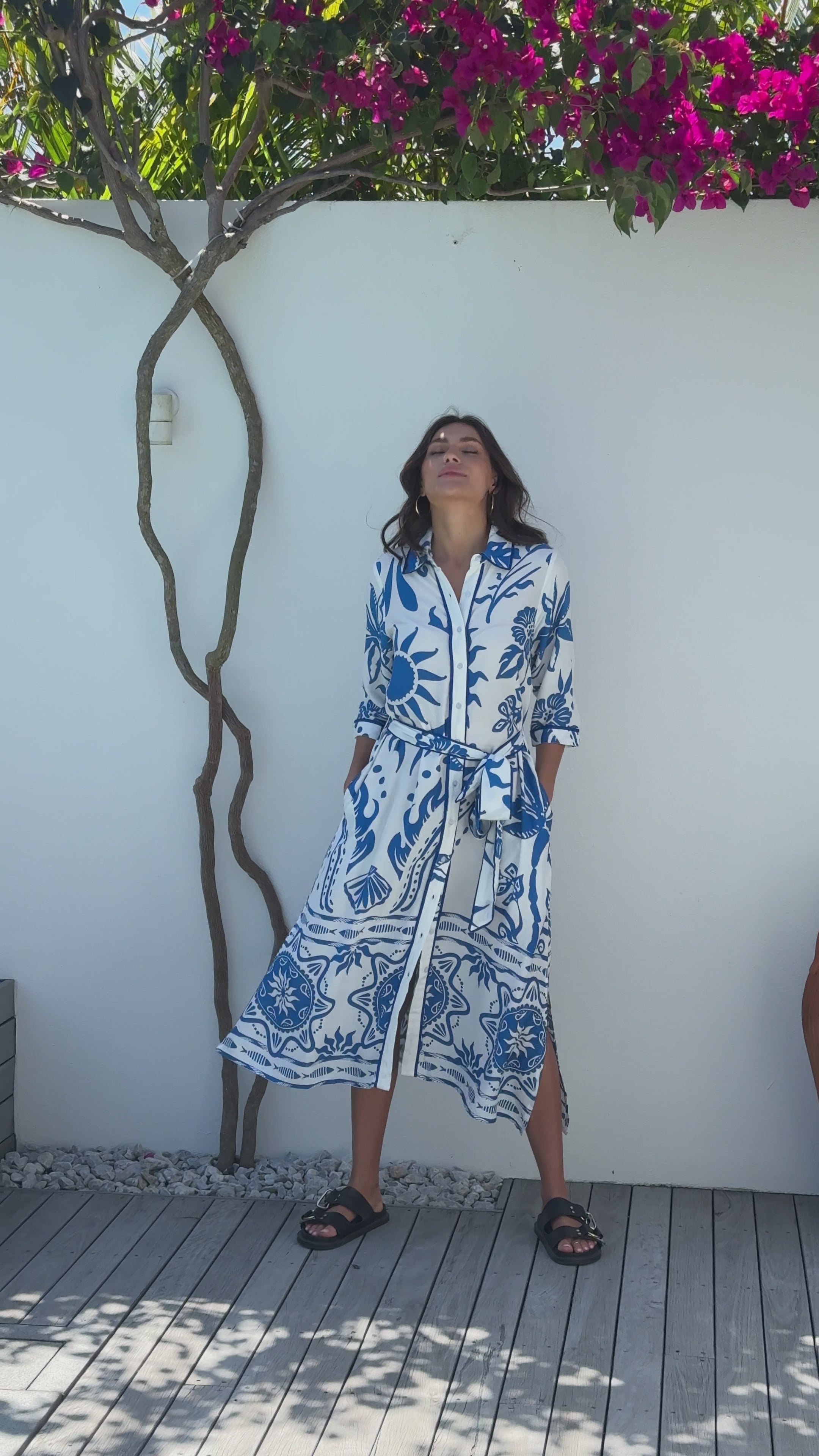 Load video: Hamilton Shirt Midi Dress - Blue