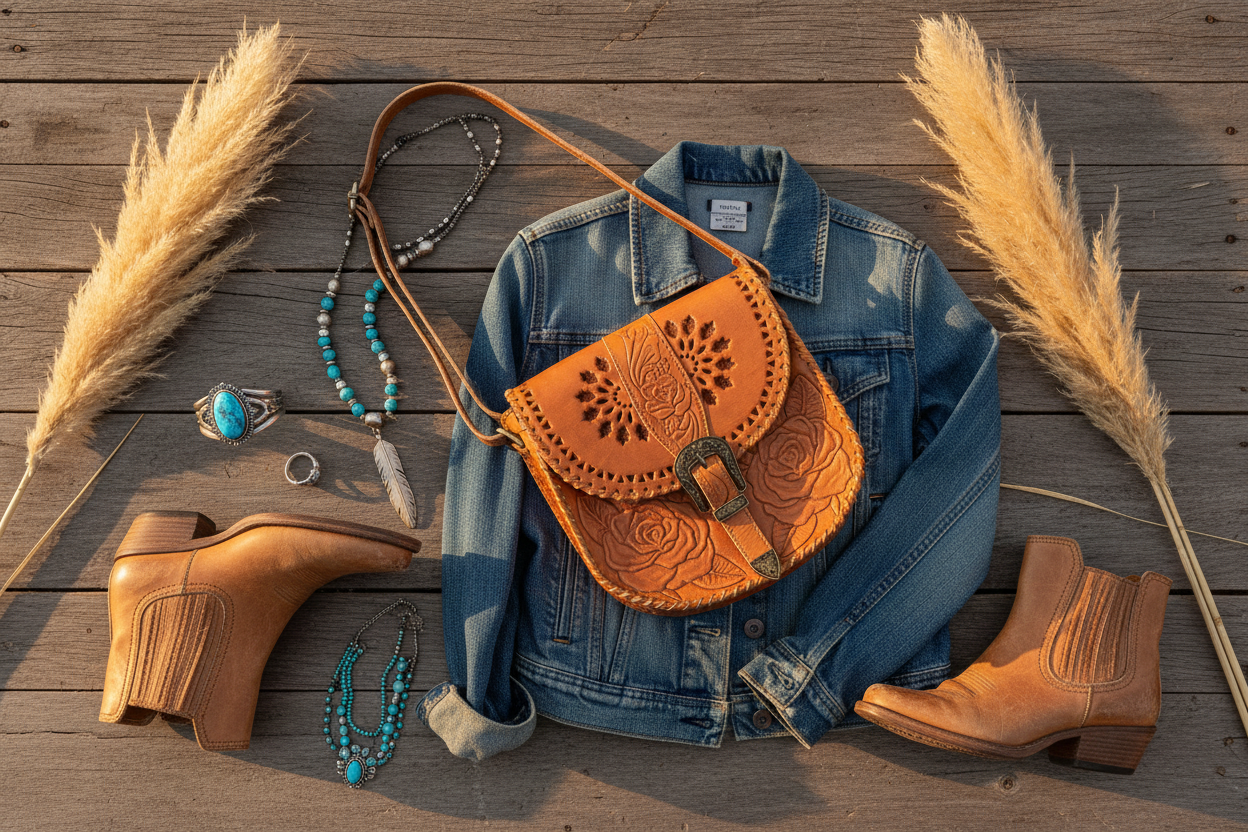 Rustic wood with denim