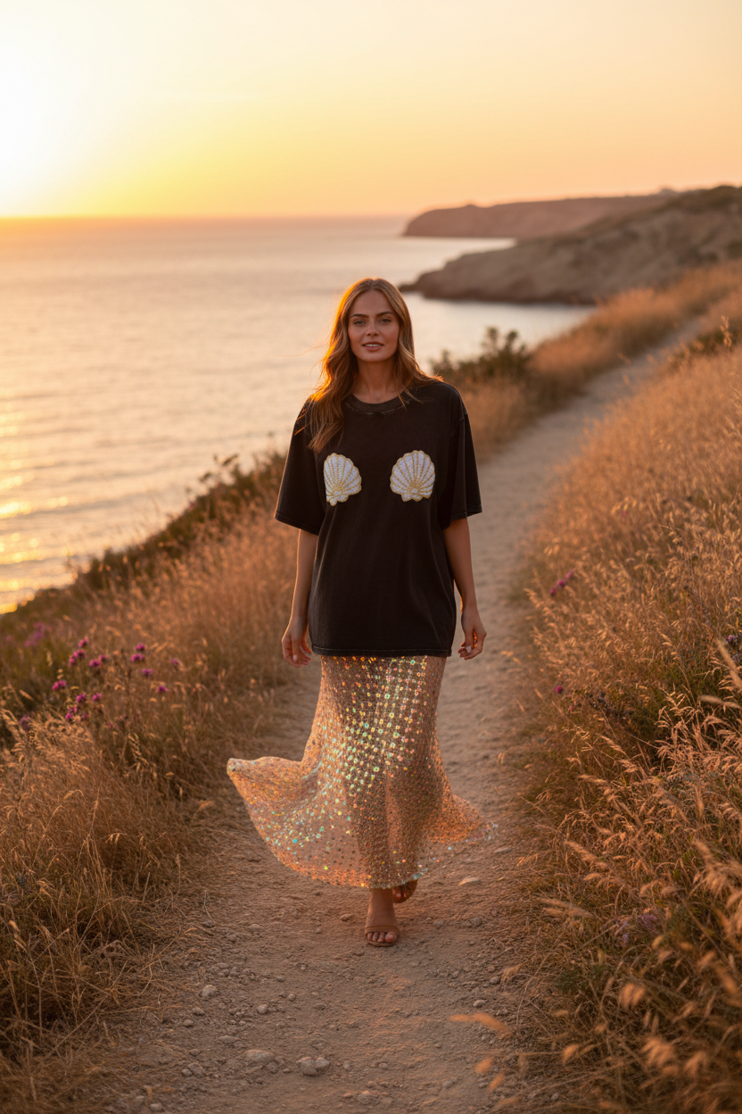Sequin Skirt Lifestyle - Coastal