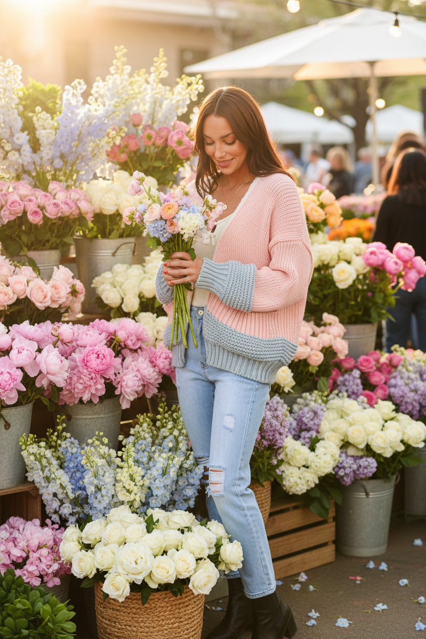 Spring flower market lifestyle