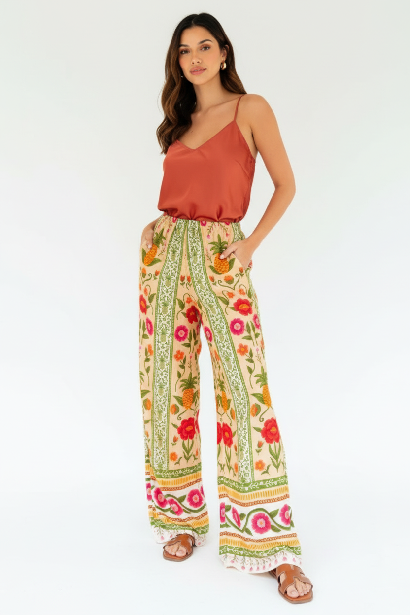 Terracotta silk camisole styling