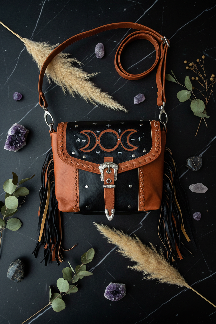 Triple Moon Bag Flat Lay - Dark